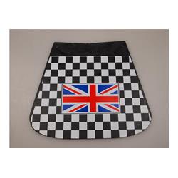 Mud flaps with a British flag checkered for Vespa