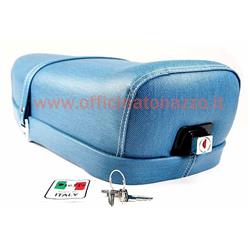 Dual seat in soft color "blue jeans" for Vespa 50 - Primavera - ET3 (lockable)