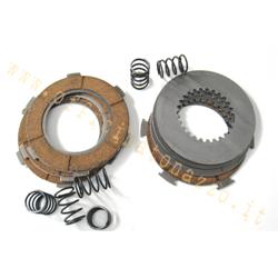 Clutch discs 4 with intermediate cork discs and 6 springs for Vespa 125-150