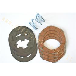 Clutch discs 4 with intermediate cork disks and reinforced spring for Vespa 50 - 90 - Primavera - ET3