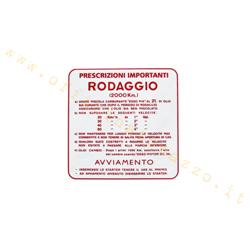 Adesivo Vespa "Rodaggio 2%" - 4 marce rosso