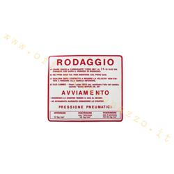 Adesivo Vespa "Rodaggio 2%" , colore rosso