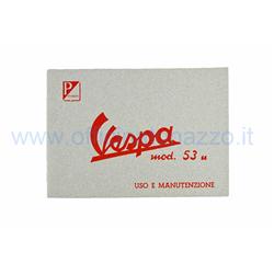 Booklet of use and maintenance for Vespa 125 U 1953