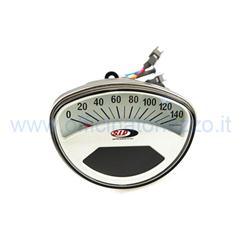 Speedometer and digital tachometer 2.0 with white background for Vespa ET3 - Primavera - Rally - Super - Sprint - TS - SS50 - SS90