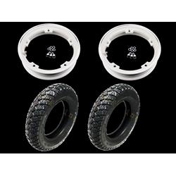 - Coppia ruote già montate complete di cerchio tubeless 2.10x10 bianco con pneumatico invernale IRC tubeless 3.50 x 10 - 59J M+S