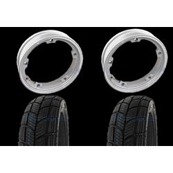 - Coppia ruote già montate complete di cerchio tubeless 2.10x10 grigio con pneumatico invernale Kenda K701 tubeless 3.50 x 10 - 47L M+S