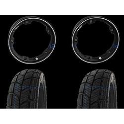 - Coppia ruote già montate complete di cerchio tubeless 2.10x10 nero con pneumatico invernale Kenda K701 tubeless 3.00 x 10 - 47L M+S