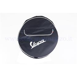 Black Vespa spare wheel cover with writing circle and pocket document holder 8 "
