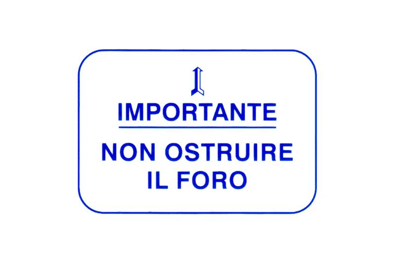 Vespa sticker "Important, do not ustruire the hole" blue color.