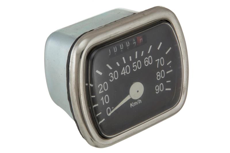 Contachilometri scala 90km/h sfondo nero per Vespa V30-33, VM, VN, ACMA, VL1 (73x62mm)
