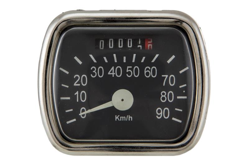 Echelle kilométrique 90km / h fond noir pour Vespa V30-33, VM, VN, ACMA, VL1 (73x62mm)