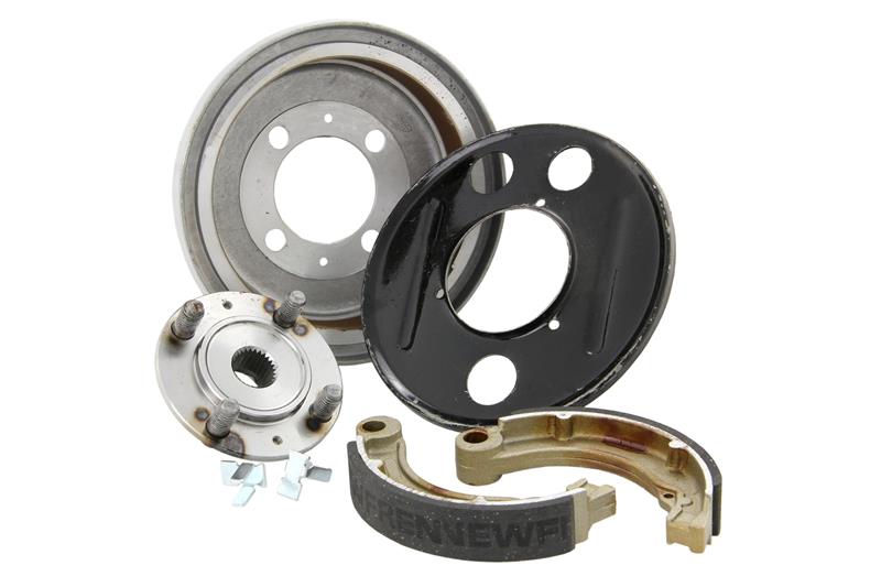 Kit adattamento tamburo da 10" a 8", posteriore con cerchio chiuso, per Vespa 125 V1-33/VM/VN/ACMA/Hoffmann/VNA/VNB/Super/150 VL/VB/VBA/VBB
