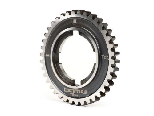 Ingranaggio terza BGM PRO BGM6538A Z38 per Vespa PX/PE fino al 1984 e Rally 180/200 con crociera bombata. Acciaio NiCrMo, 58-60 HRC.