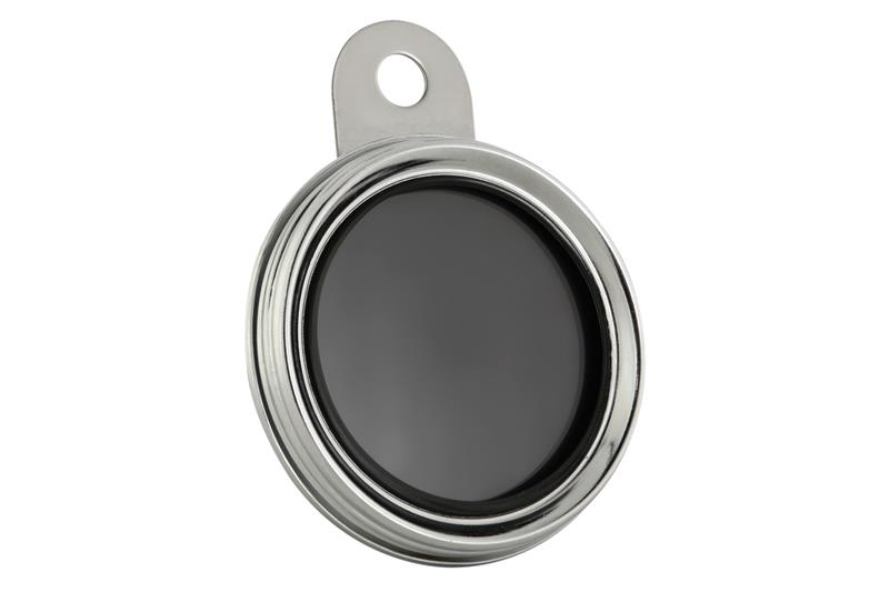 Old-fashioned fender round tax holder, polished stainless steel, Ø 80 mm