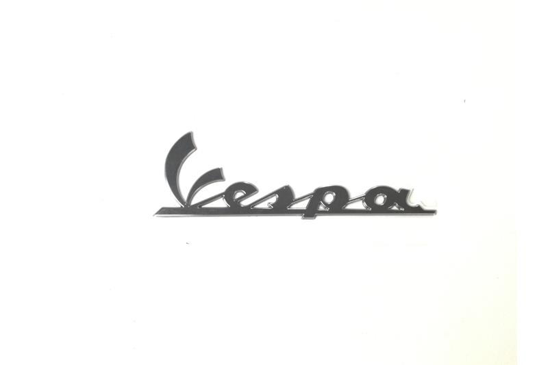 Targhetta cofano lato motore "Vespa"  adesiva resinata cromata " rif.orig. 656220"