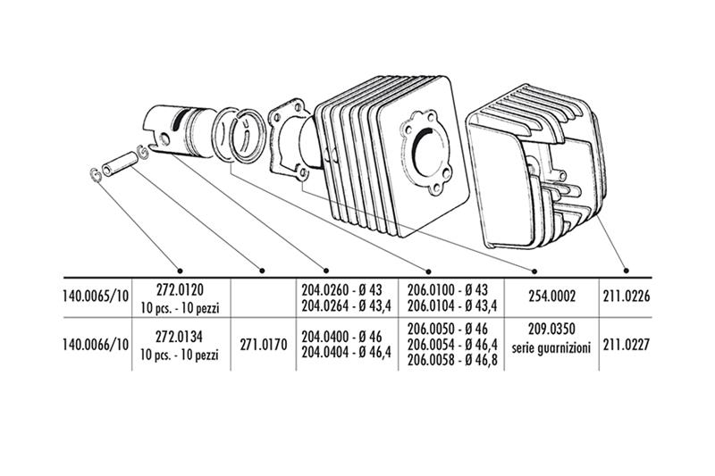Cylindre en fonte Polini D.43 PIN D.10 pour Ciao-Si