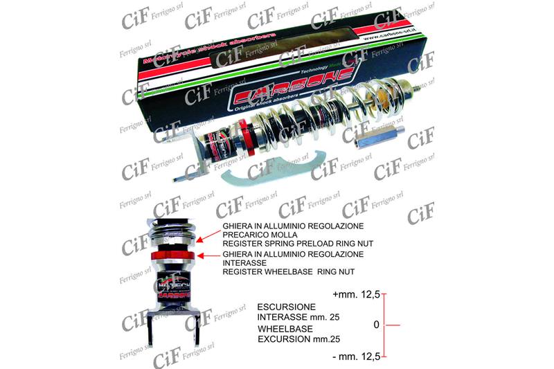 Ammortizzatore posteriore CARBONE HI TECH CROMATO per Vespa ruote da 10"