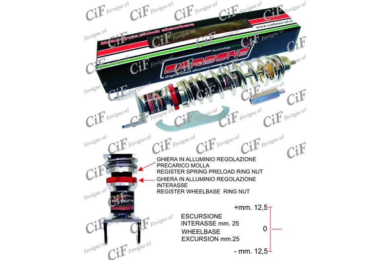 Amortiguador trasero CARBONE HI TECH CHROME para ruedas Vespa de 10 "