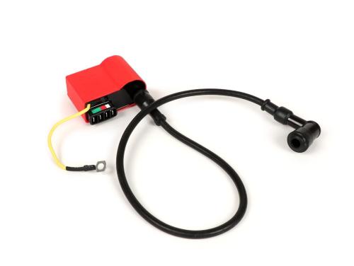 CDI control unit kit with spark plug pipe and ignition cable -BGM PRO- Vespa PX (-05/2011), Rally200 (Ducati), PK XL, ET3 - red