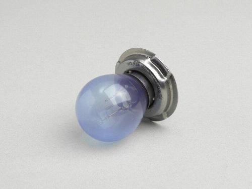 Lampadina BGM Style 9512024 P26s 12 V 15 W con vetro blu effetto xenon. GTIN 4251389107255; verificare attacco, tensione e potenza.