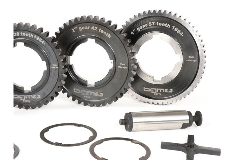 Motor gear kit -BGM PRO- Vespa PX Arcobaleno, Disc, My, 2011 (1984-) - PX125 (VNX2T 232053-, ZAPM), PX150 (VLX1T 624602-, ZAPM), PX200 (VSX1T 315267-), Cosa, T5 125cc , LML Star 2-stroke, Star 2-stroke - 12/57, 13/42, 17/38, 21/36