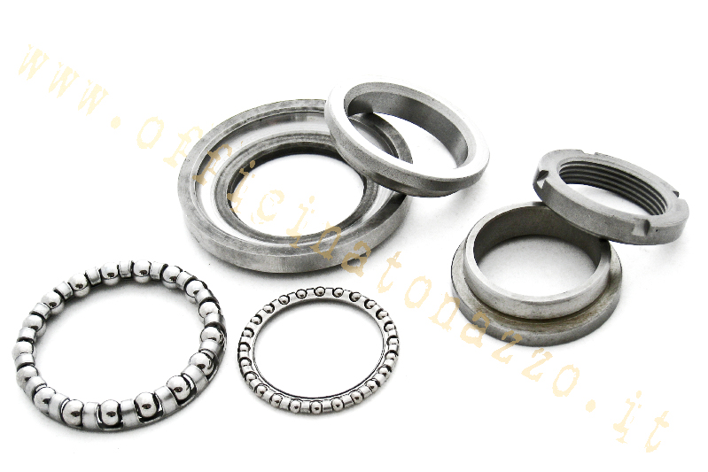 Kit calotte sterzo superiori e inferiori con gabbia sfere per Vespa 50- 90- 125 VNB3T 061001>6T - Super  - GT - GTR - TS - 150 VBB1T 82820>- VBB2T - GL - Sprint - PX