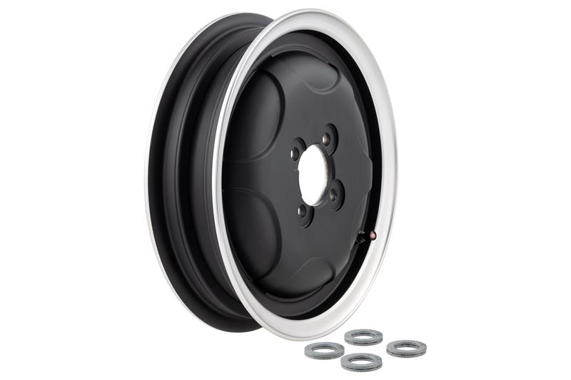 Jante tubeless SIP noire avec bord poli 2.15-10 "pour Vespa