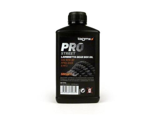 Olio cambio BGM PRO STREET SAE 80 API GL-3 da 600 ml per trasmissioni Lambretta con frizione in bagno d'olio. MPN BGM2050.