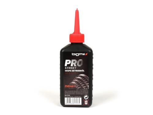 Olio cambio BGM PRO STREET BGM2025, SAE 30 API GL-3 da 250 ml per trasmissioni Vespa manuali con frizione a bagno d'olio.