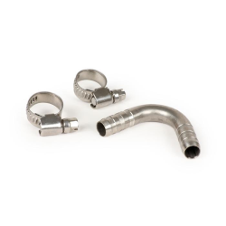 Raccordo tubo benzina, inclinato a 55° -BGM PRO- Vespa (Ø esterno = 10.0mm, Ø interno = 7.0mm) - acciaio inox