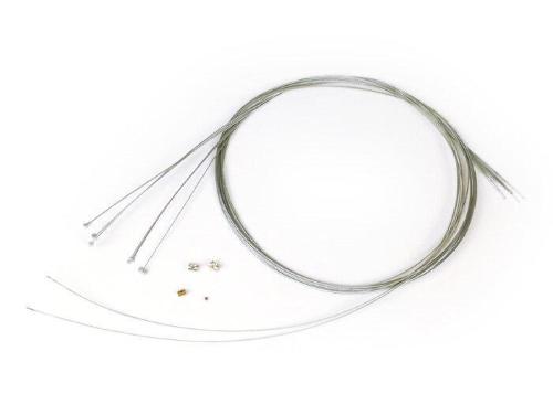 Set cavi interni, universale -BGM ORIGINAL Vespa, Lambretta- 2x Ø=1,9mm x 2100mm (nipplo, tipo a pera, utilizzato per cavo frizione/freno anteriore), 2x Ø=1,6mm x 2100mm (nipplo Ø=5,5mm x 7mm, utilizzato come cavo cambio), 1x Ø=1,2mm x 2500mm (nipplo
