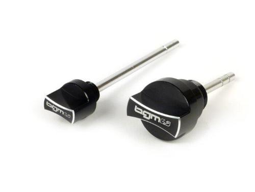 Set tappi con asta livello olio -BGM PRO, olio motore + olio trasmissione- Piaggio Leader/Quasar - Vespa ET4, LX, LXV, S, GT, GTS, GTV, GTL 125-300cc - nero anodizzato