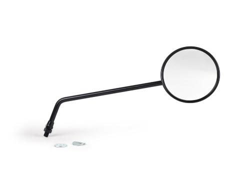 Specchietto destro BGM PRO BGM5661BR nero per Vespa classiche, testa Ø105 mm, superficie riflettente Ø95 mm, stelo 250 mm e attacco M10.