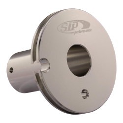Puleggia dell'acceleratore per cannotto di sterzo  SIP "Quick Throttle Disc"  per Vespa 50 N/L/R 1°/S 1°/SR 1° (D)/90 1°/R/125/PV 1°/GT /GTR 1°/Super/TS 1°/GL /Sprint/V. 1°/Super 1°/180 Rally/SS  Ø 47 mm, alluminio, lavorata a CNC, anodizzata argento,  co