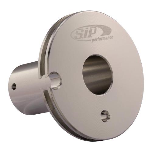 Puleggia dell'acceleratore per cannotto di sterzo  SIP "Quick Throttle Disc"  per Vespa 50 N/L/R 1°/S 1°/SR 1° (D)/90 1°/R/125/PV 1°/GT /GTR 1°/Super/TS 1°/GL /Sprint/V. 1°/Super 1°/180 Rally/SS  Ø 47 mm, alluminio, lavorata a CNC, anodizzata argento,  co