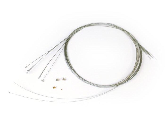 Internal cable set, universal -BGM ORIGINAL Vespa, Lambretta- 2x Ø = 1,9mm x 2100mm (nipple, pear type, used for clutch / front brake cable), 2x Ø = 1,6mm x 2100mm (nipple Ø = 5,5, 7mm x 1mm, used as shifting cable), 1,2x Ø = 2500mm x XNUMXmm (nipple