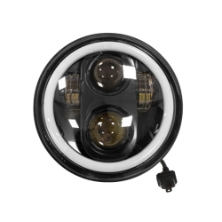 EVOK Iron LED 246410107 per Vespa PX e T5: 12 V, 25 W, 2,4 A, luce 6000 K, diametro 148 mm e convertitore dedicato incluso.