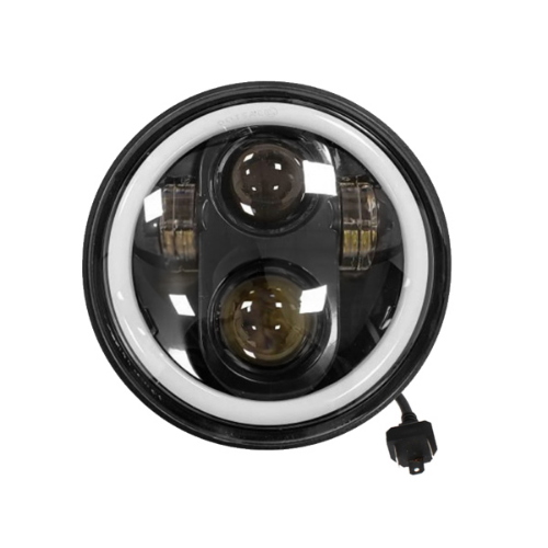 EVOK Iron LED 246410107 per Vespa PX e T5: 12 V, 25 W, 2,4 A, luce 6000 K, diametro 148 mm e convertitore dedicato incluso.