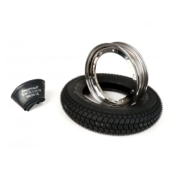 Kit pneumatico e cerchio ruota -BGM Classic, Vespa- 3.50 - 10 pollici TT 59P (rinforzato) - cerchio 2.10-10 acciaio inox, lucidato