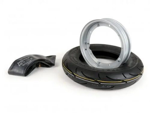 Kit pneumatico e cerchio ruota -BGM Sport, Vespa- 3.50 - 10 pollici TT 59S (rinforzato) - cerchio 2.10-10 grigio