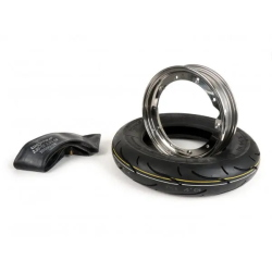 Kit pneumatico e cerchio ruota -BGM Sport, Vespa- 3.50 - 10 pollici TT 59S (rinforzato) - cerchio 2.10-10 acciaio inox, lucidato