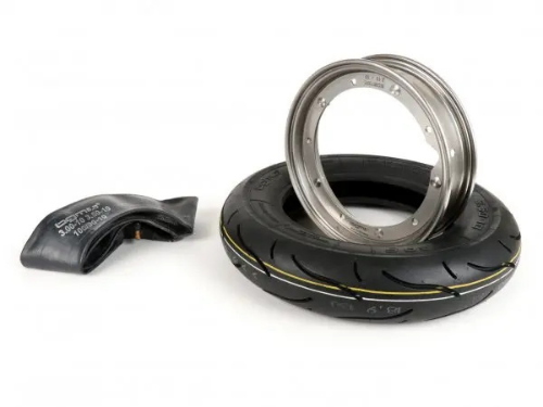 Kit pneumatico e cerchio ruota -BGM Sport, Vespa- 3.50 - 10 pollici TT 59S (rinforzato) - cerchio 2.10-10 acciaio inox