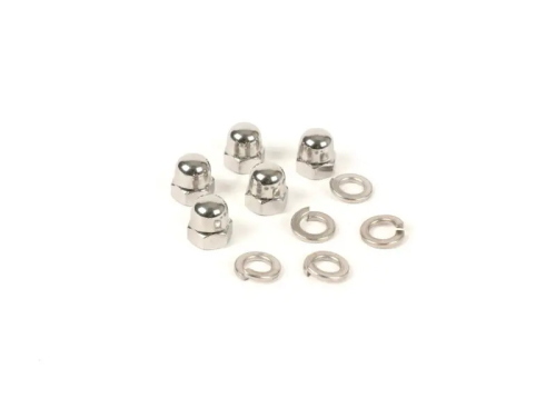 Kit dadi ciechi BGM ORIGINAL BGM7992 in acciaio inox M8, chiave 13 mm, per cerchi Vespa scomponibili tipo PX con prigionieri compatibili.