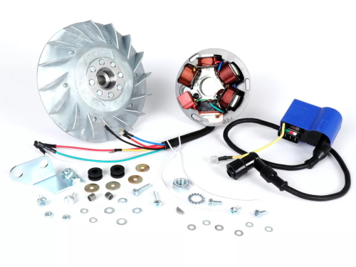 Accensione elettronica BGM PRO Touring BGM666PXA, 12 V stabilizzati, per Vespa P80X, P125X, P150X e P200E 1977-1983 con batteria e frecce.
