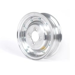 Cerchio Pinasco 25471003 tubeless scomponibile 2.10x8 in alluminio lucidato per Vespa Wideframe compatibili con ruote da 8 pollici.
