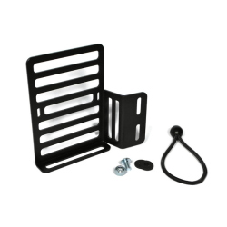 Supporto lato sinistro per tanica olio - portapacchi per scudo interno -MRP- Vespa Smallframe, Largeframe 10 pollici - da montare sul filetto per il supporto anteriore ruota di scorta