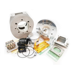 Gruppo termico Pinasco Slave 244 cc 26034907: alluminio, Ø72, corsa 60, biella 127, testa centrale e collettore lamellare per Vespa 200.
