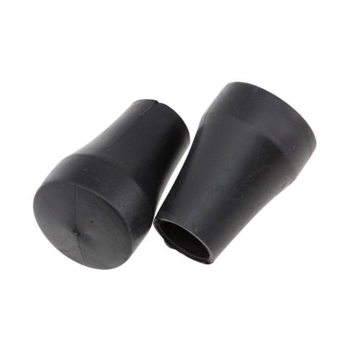 Coppia di scarpette in gomma per cavalletto centrale Vespa con tubo da 22 mm. Il fondello in teflon rinforza la zona di appoggio soggetta a usura.