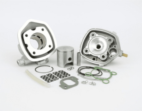 Gruppo termico Pinasco G-Force 10051924 da 70 cc, Ø47 mm in alluminio monofascia, per Yamaha-Minarelli orizzontale 2T a liquido con spinotto Ø12 mm.