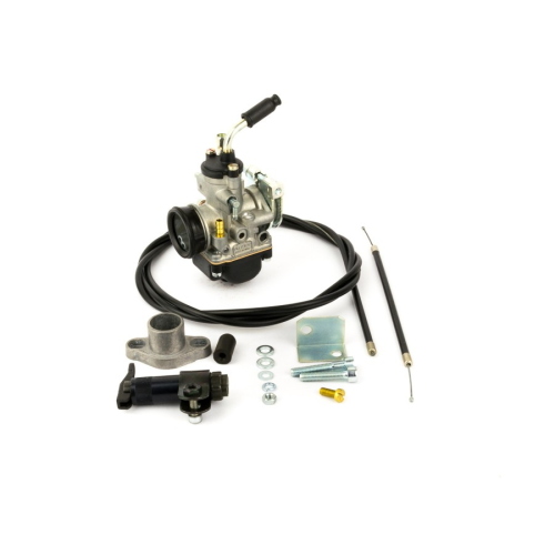 Kit alimentazione Pinasco 10294972 Ø19 mm per Honda Lead, Honda Bali 50 e Peugeot Metropolis SC compatibili, con accessori di montaggio.